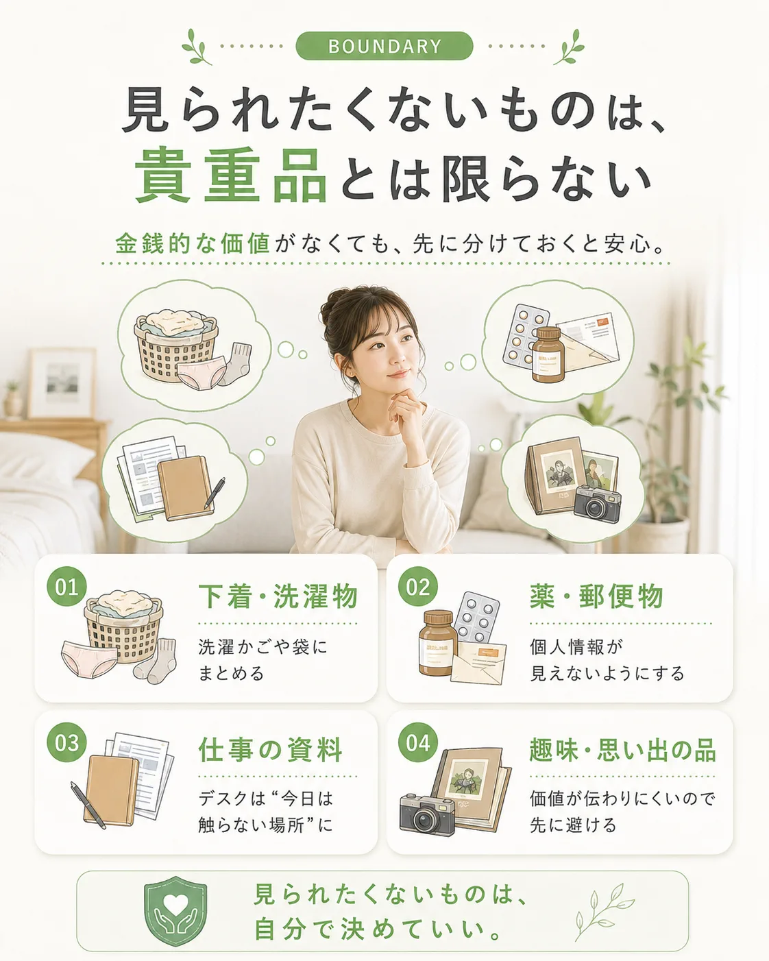 見られたくないものは貴重品とは限らないことを示す図解