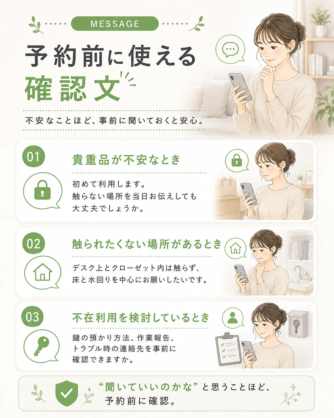 予約前に使える確認文の図解